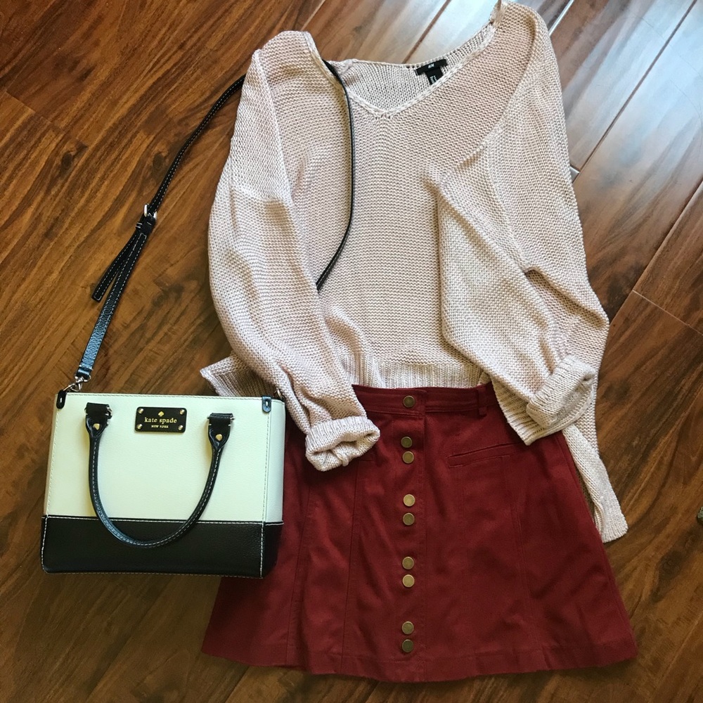 ZARA Suede Button Skirt